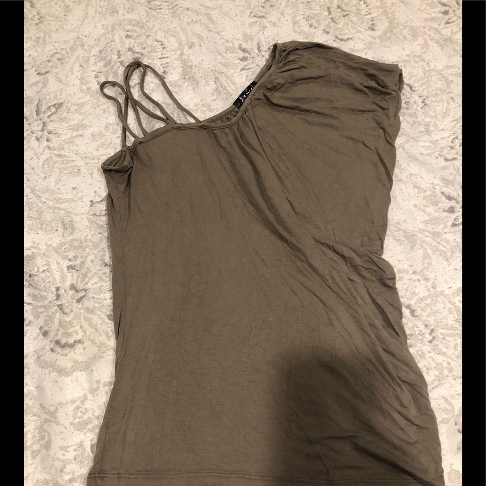 Jewels Brown One Shoulder Blouse